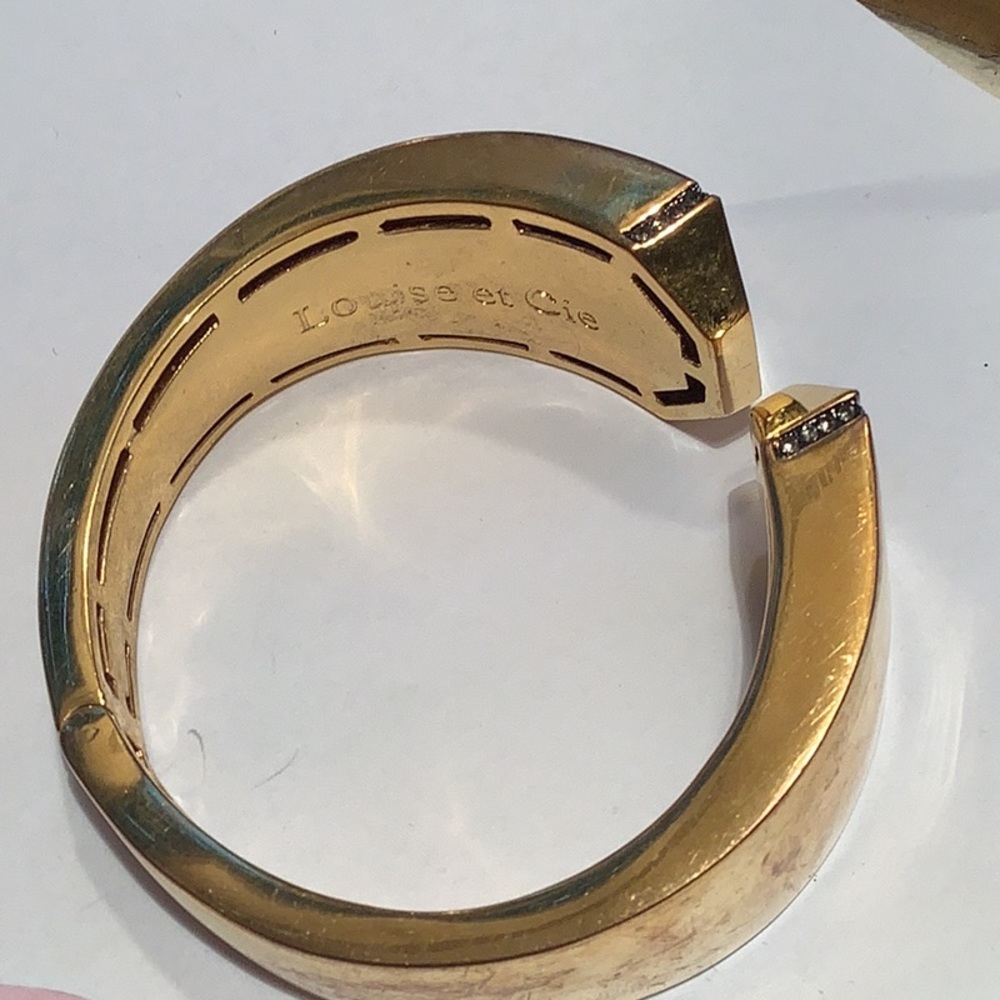 LOUISE ET CIE Gold Metal Collection Hinge Cuff Bracelet with Micro Paved Stones - Picture 3 of 4